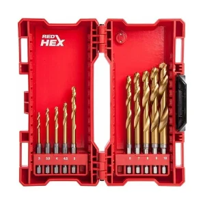 Estuche 10 Brocas RED HEX 14 HSS-G Milwaukee Ref. 48894759